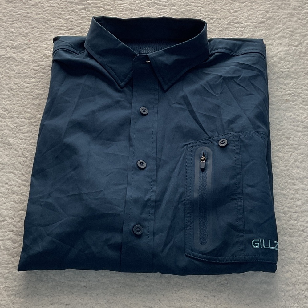 Mens short sleeve Gillz Navy Button-Up Shirt
